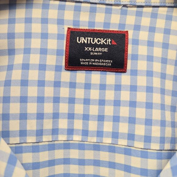 UNTUCKit Button Down Shirt Mens XXL Performance Nylon Stevens Long Sleeve Plaid - Picture 4 of 8